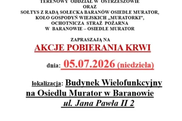Akcja krwiodawstwa w Baranowie – oddaj krew 5 lipca