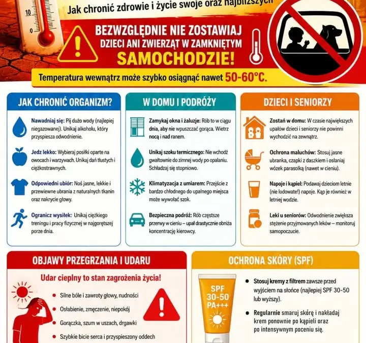 Uwaga na upały! Jak bezpiecznie przetrwać gorące dni