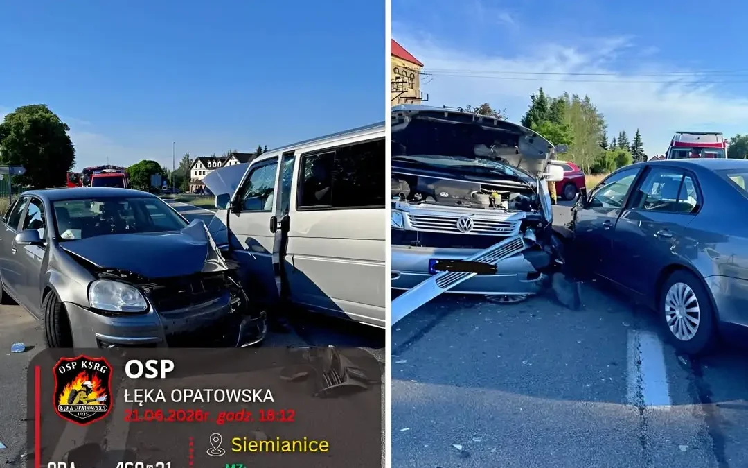 Wypadek trzech samochodów na DK11 w Siemianicach