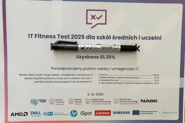 98 uczniów z ZSP 1 w Kępnie sprawdziło swoje kompetencje cyfrowe w IT Fitness Test 2025