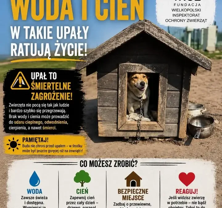 Upały zagrażają zwierzętom – apel Fundacji Wielkopolski Inspektorat Ochrony Zwierząt