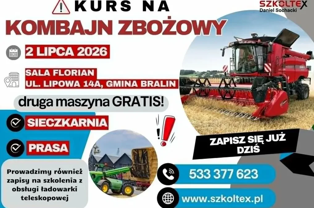 Szkolenia z obsługi kombajnów i wózków widłowych – zapisy trwają