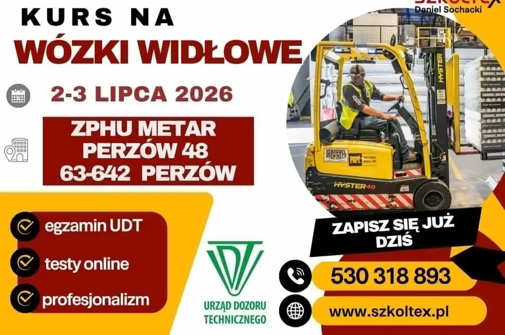 Kurs na wózki widłowe w Perzowie – 2-3 lipca 2026