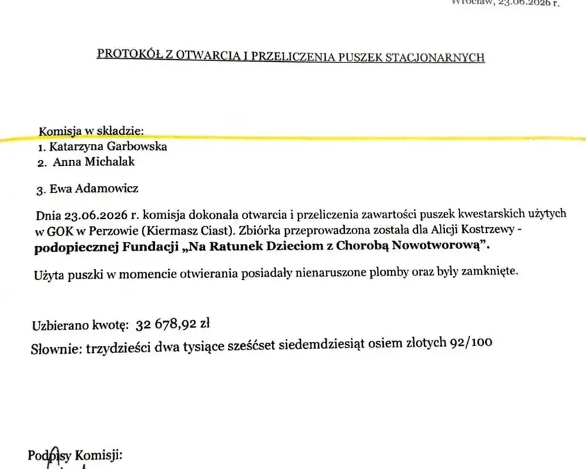 Rekordowy kiermasz ciast w Gminie Perzów – zebrano fundusze na leczenie Alicji