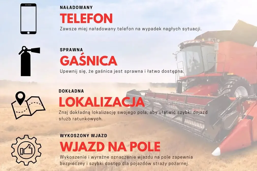 Bezpieczne żniwa 2026 – przypomnienie zasad dla rolników