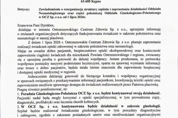Szpital w Kępnie gotowy na zwiększenie opieki położniczej dla pacjentek z Ostrzeszowa i Kępna