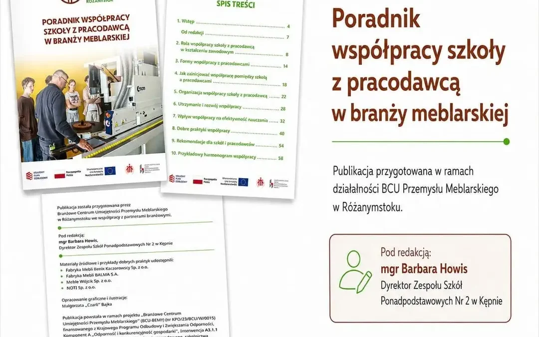 Dyrektor ZSP Nr 2 w Kępnie współautorką poradnika dla branży meblarskiej
