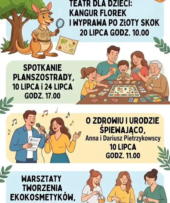 Wakacyjne atrakcje w bibliotece – muzyka, teatr i warsztaty dla każdego