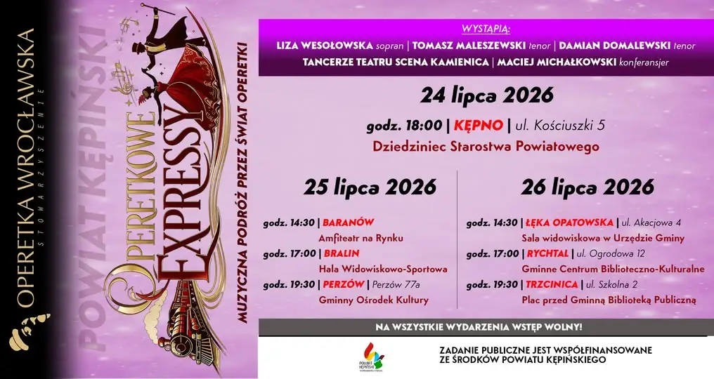 Operetkowy Express zagra w Baranowie i okolicach – muzyczna podróż przez świat operetki
