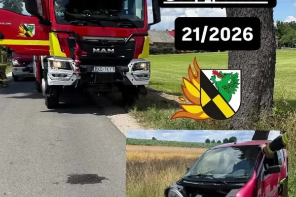 Wypadek w Domasłowie: interwencja straży pożarnej i służb ratunkowych