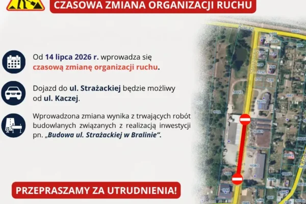 Czasowa zmiana organizacji ruchu w Bralinie od 14 lipca