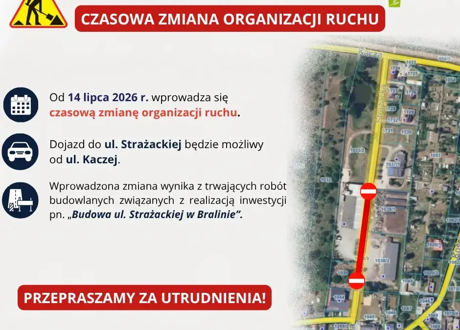 Czasowa zmiana organizacji ruchu w Bralinie od 14 lipca