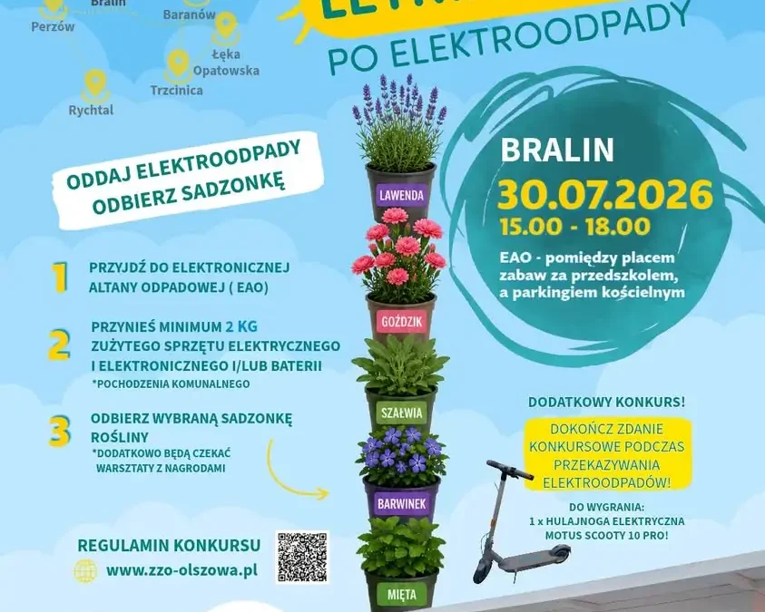 Wakacyjna zbiórka elektroodpadów w Bralinie – oddaj sprzęt, odbierz sadzonkę