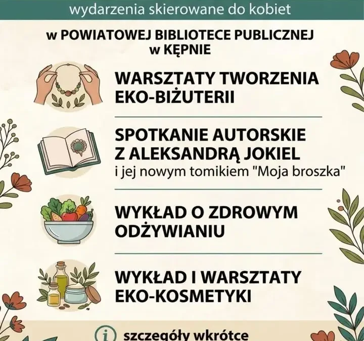 Cykl spotkań dla kobiet w bibliotece w Kępnie – warsztaty, wykłady i inspiracje