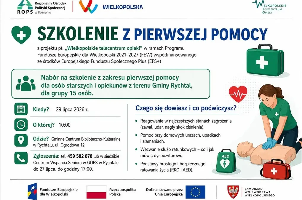 Bezpłatne szkolenie z pierwszej pomocy dla seniorów i opiekunów w Rychtalu