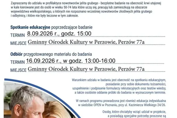 Bezpłatne badania profilaktyczne jelita grubego dla mieszkańców Wielkopolski