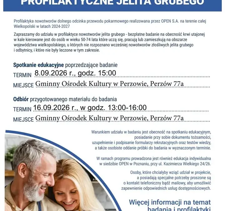 Bezpłatne badania profilaktyczne jelita grubego dla mieszkańców Wielkopolski