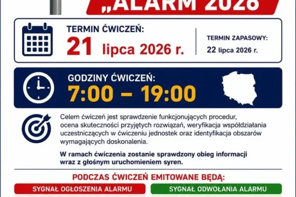 Ogólnopolskie ćwiczenie ALARM 2026 – sprawdzenie syren i procedur ostrzegania