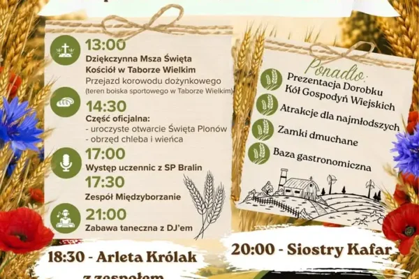 Dożynki Gminno-Parafialne 2026 w Taborze Wielkim – program i atrakcje