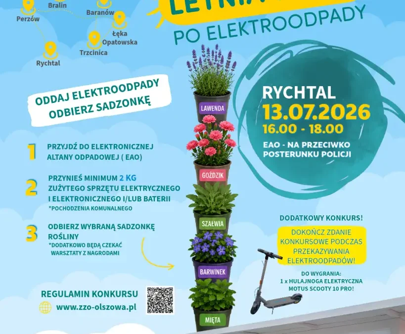 Wakacyjna zbiórka elektroodpadów w gminie Rychtal – przynieś zużyty sprzęt i wygraj hulajnogę