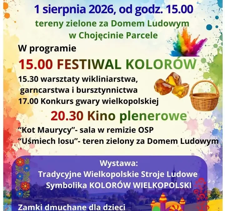 Festiwal „Kolory Wielkopolski” w Chojęcinie-Parcelach – kino, warsztaty i konkurs gwary