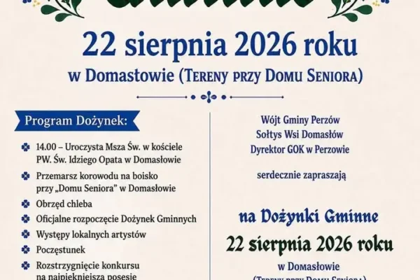 Dożynki Gminne 2026 w Domasłowie – święto plonów już 22 sierpnia