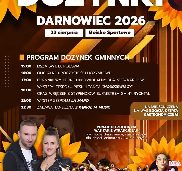 Gminne Dożynki 2026 w Darnowcu – program i atrakcje