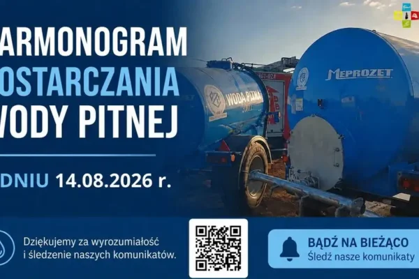 Gmina Bralin: harmonogram dostaw wody pitnej na 14 sierpnia