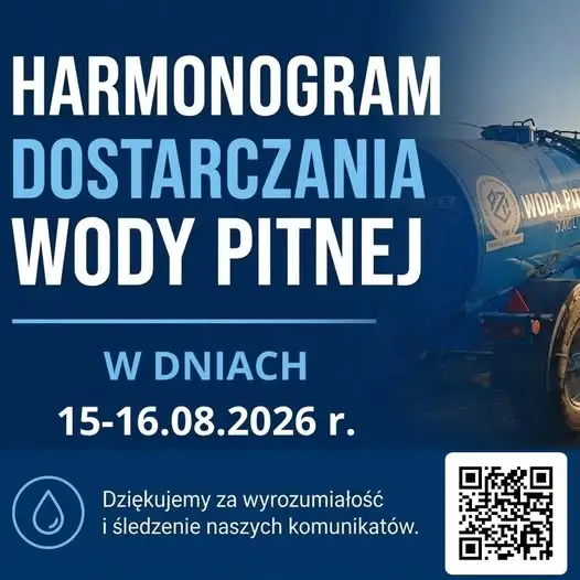 Bralin: Harmonogram dostaw wody pitnej na 15-16 sierpnia