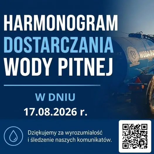 Dostawa wody pitnej w gminie Bralin – harmonogram na 17 sierpnia