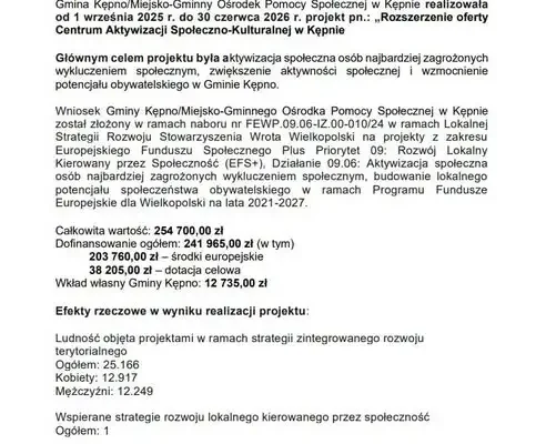 Podsumowanie projektu aktywizacji społecznej w Kępnie: 82 osoby objęte wsparciem