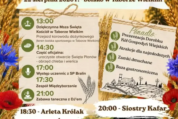 Dożynki Gminno-Parafialne 2026 w Taborze Wielkim – program i atrakcje