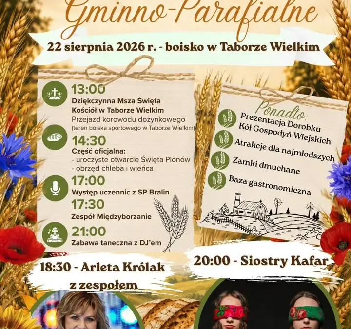 Dożynki Gminno-Parafialne 2026 w Taborze Wielkim – program i atrakcje