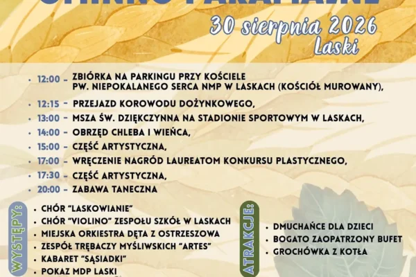 Dożynki Gminno-Parafialne w Laskach – święto plonów 30 sierpnia