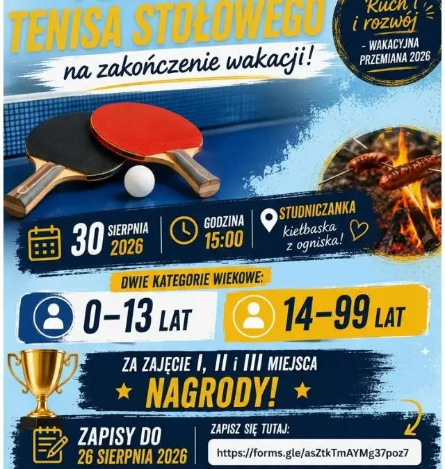 Turniej tenisa stołowego w Studniczance zakończy wakacje