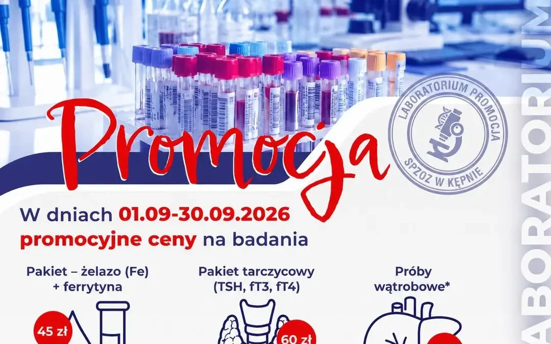 Promocyjne badania krwi w szpitalu w Kępnie – wrzesień 2026