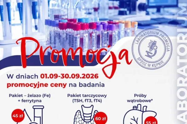 Promocyjne badania krwi w szpitalu w Kępnie – wrzesień 2026