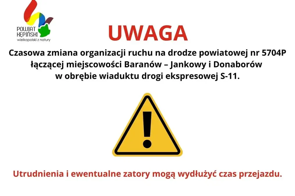 Czasowa zmiana organizacji ruchu na drodze powiatowej Baranów – Donaborów