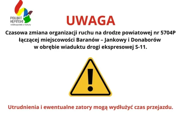 Czasowa zmiana organizacji ruchu na drodze powiatowej Baranów – Donaborów