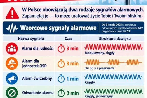 Nowe wzorcowe sygnały alarmowe – sprawdź, czy rozpoznasz je w razie zagrożenia