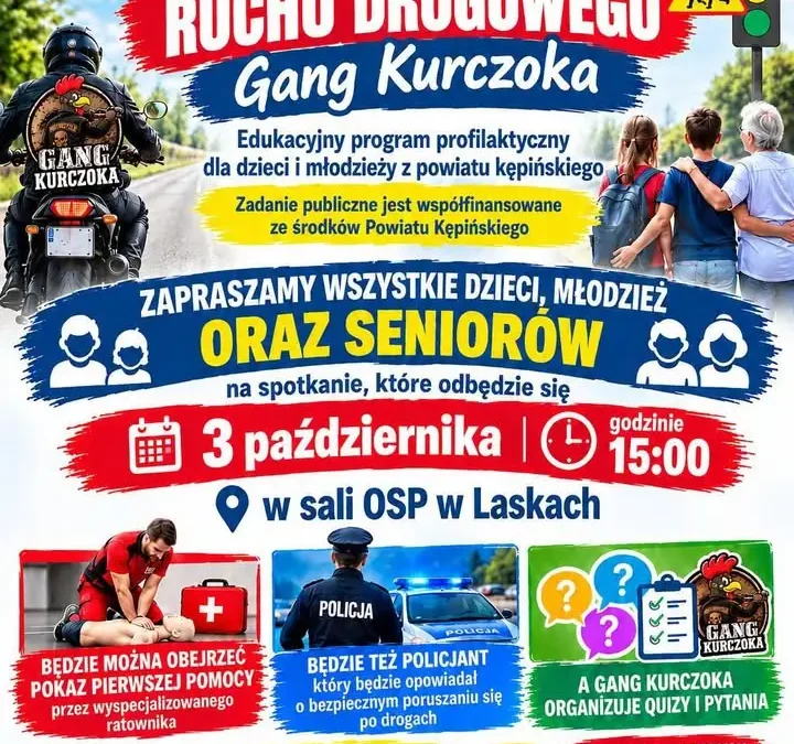 Gang Kurczoka zaprasza na spotkanie o bezpieczeństwie drogowym w Laskach