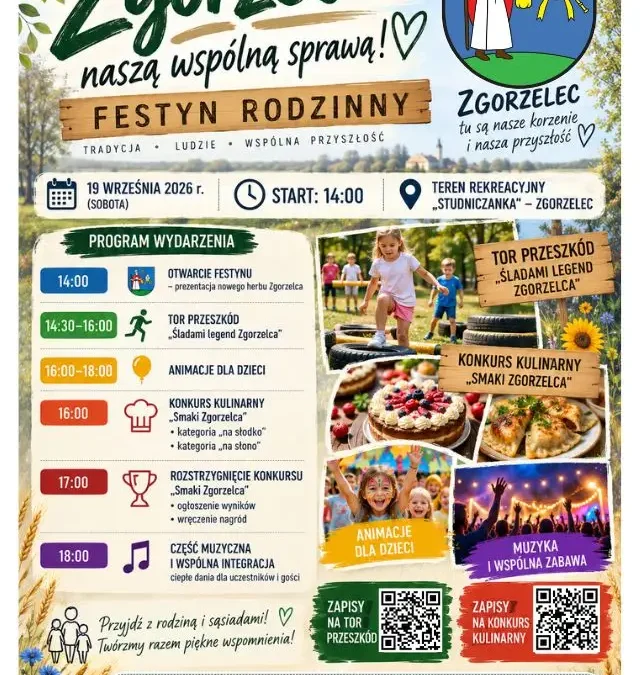 Festyn Rodzinny w Zgorzelcu: nowy herb, konkursy i zabawa 19 września