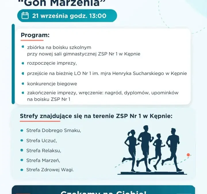 Bieg integracyjny „Goń Marzenia” w Kępnie – zaproszenie na poniedziałek