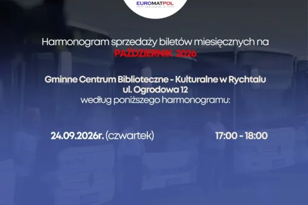 Sprzedaż biletów autobusowych EUROMATPOL na październik w Rychtalu