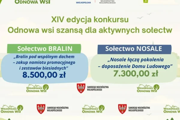 Bralin i Nosale z dotacjami na rozwój wsi – nowe wyposażenie dla mieszkańców