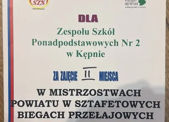 Mistrzostwa Powiatu w Sztafetowych Biegach Przełajowych w Kępnie – srebro dla ZSP nr 2