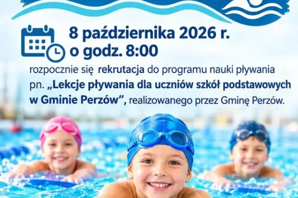 Gmina Perzów: rusza rekrutacja na bezpłatne lekcje pływania dla uczniów szkół podstawowych