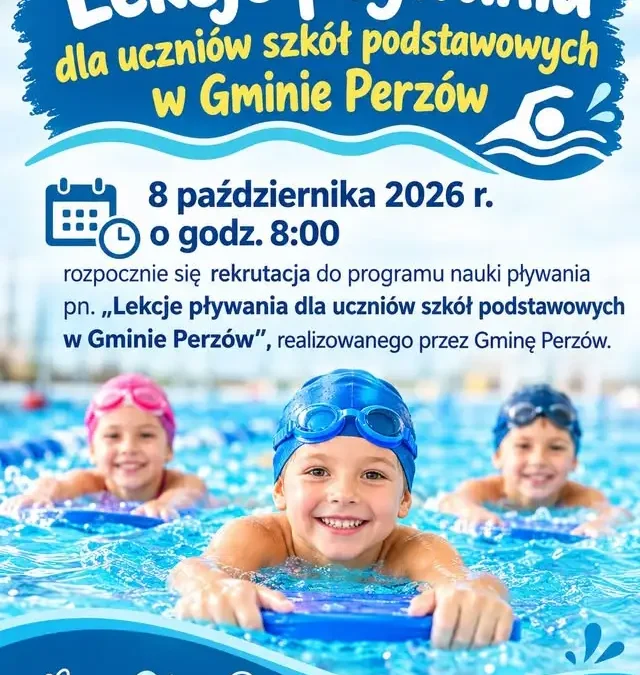 Gmina Perzów: rusza rekrutacja na bezpłatne lekcje pływania dla uczniów szkół podstawowych
