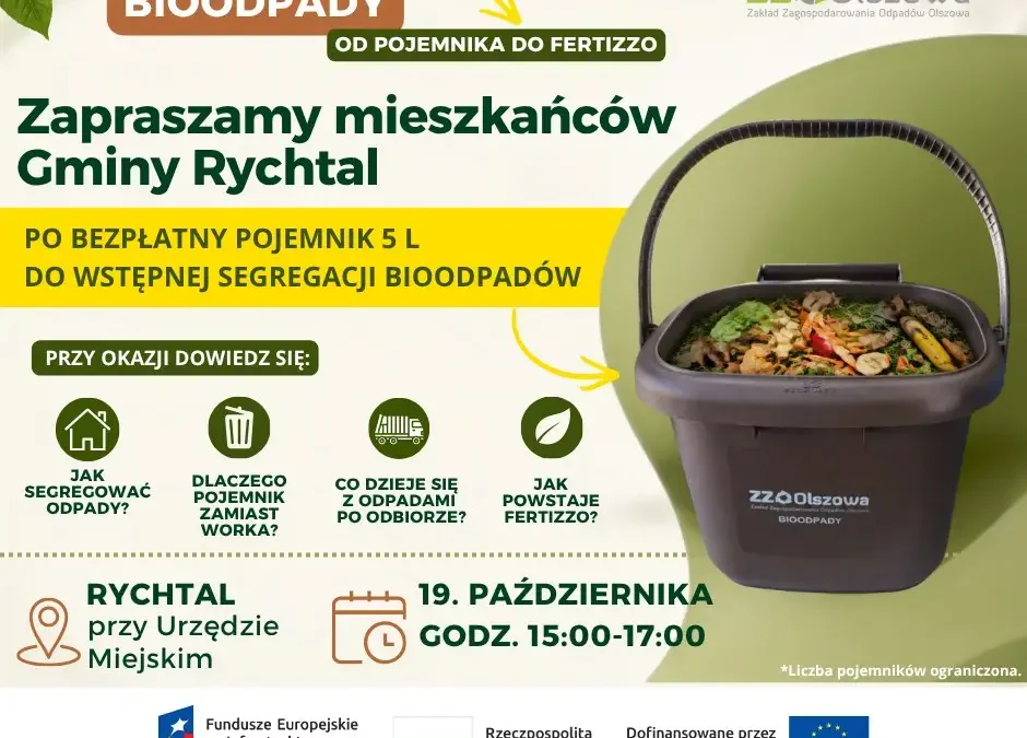 Gmina Rychtal zaprasza na spotkanie o segregacji bioodpadów – z bezpłatnym pojemnikiem 5L