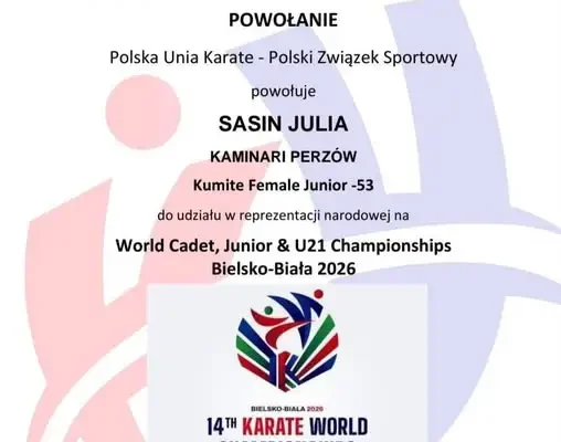 Julia Sasin z Kępna powołana do kadry Polski na Mistrzostwa Świata w Karate WKF